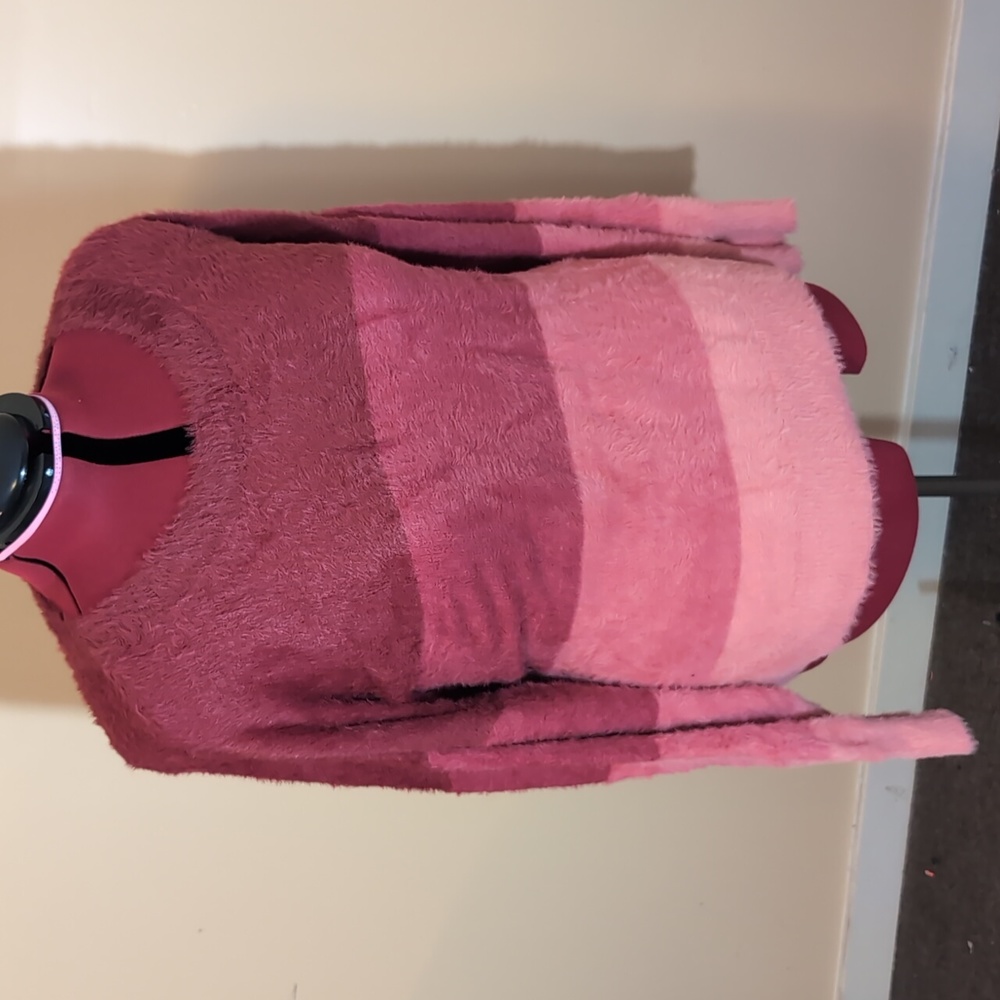 Joe Fresh| Red Toned Multicolored Eyelash Knit Striped Nylon Sweater